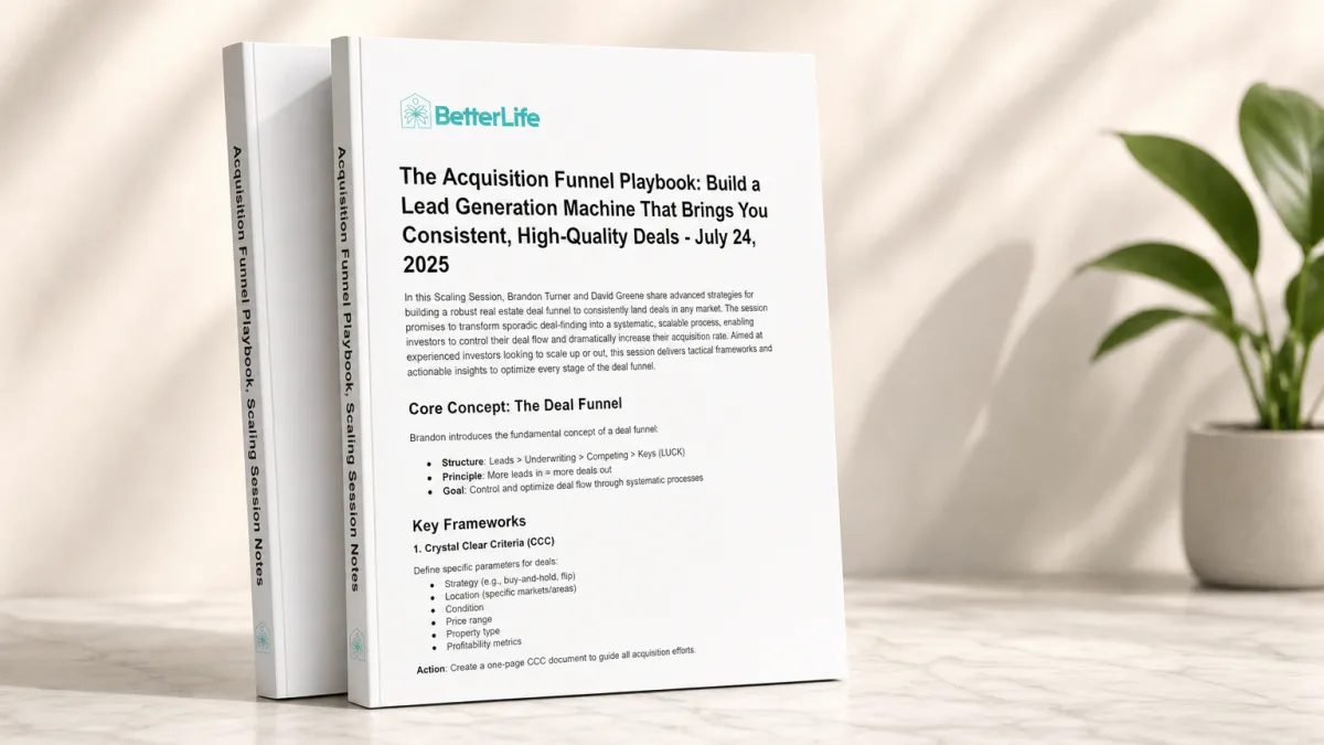 Mock-up of Acquisition Funnel Playbook, Scaling Session Notes free resource